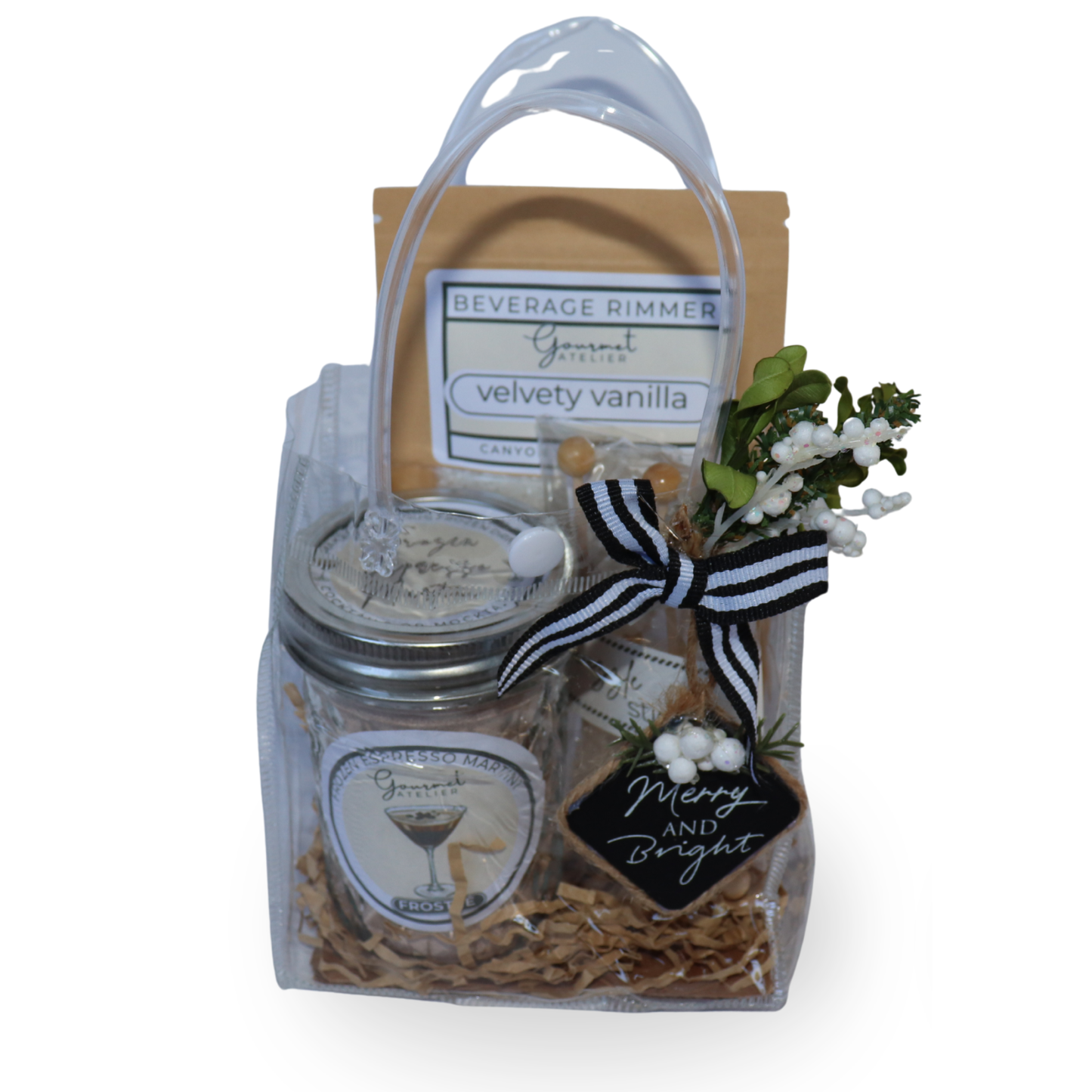 Bar in a Bag - Frozen Espresso Martini Frosteé, Velvety Vanilla Rimmer, Swizzle Sticks