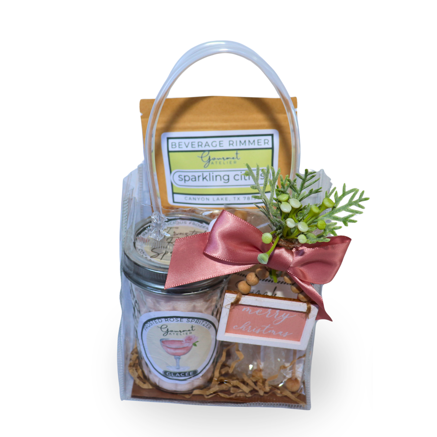 Bar in a Bag - Frosted Rose Spritzer Glacee, Sparkling Citrus Rimmer, Swizzle Sticks